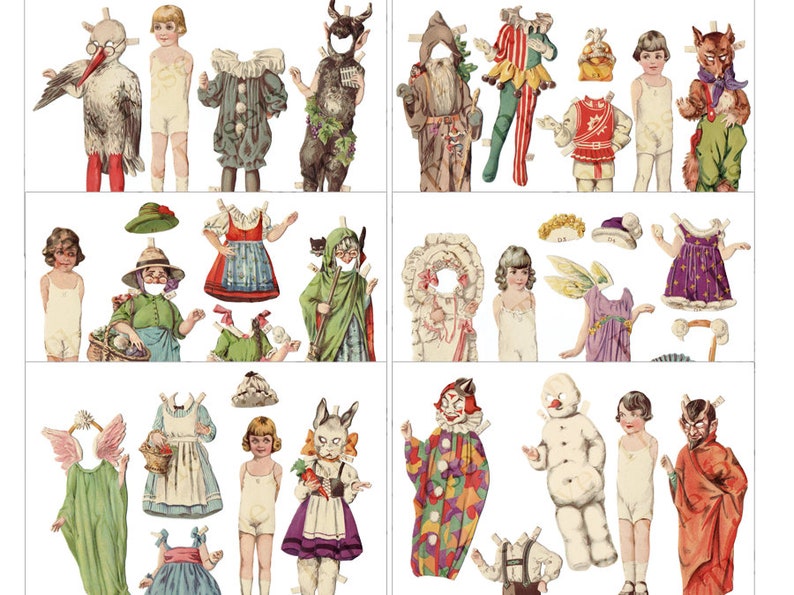 Halloween Paper Doll Printable Costume Paper Dolls Digital - Etsy