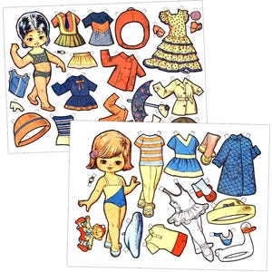 Paper Doll Printable Girls Children Kids Digital Download Item #380