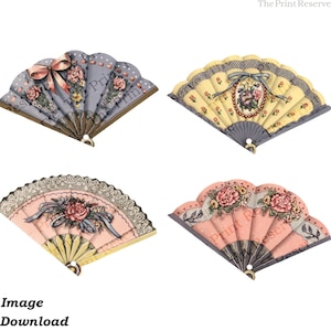 Miniature Paper Fan Printable Digital Download Image Item #238