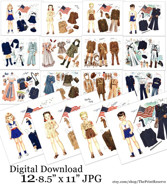 Paper Doll Kids Printable Instant Digital Download Retro Image | Etsy