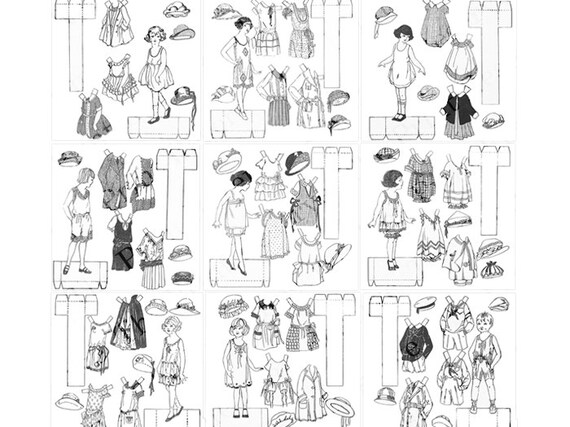 Printable Paper Dolls to Color 9 Printable Coloring Pages for | Etsy