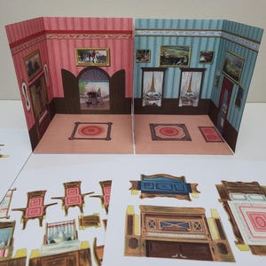 Miniature Paper Doll House: Raphael Tuck Reproduction, 2 Rooms