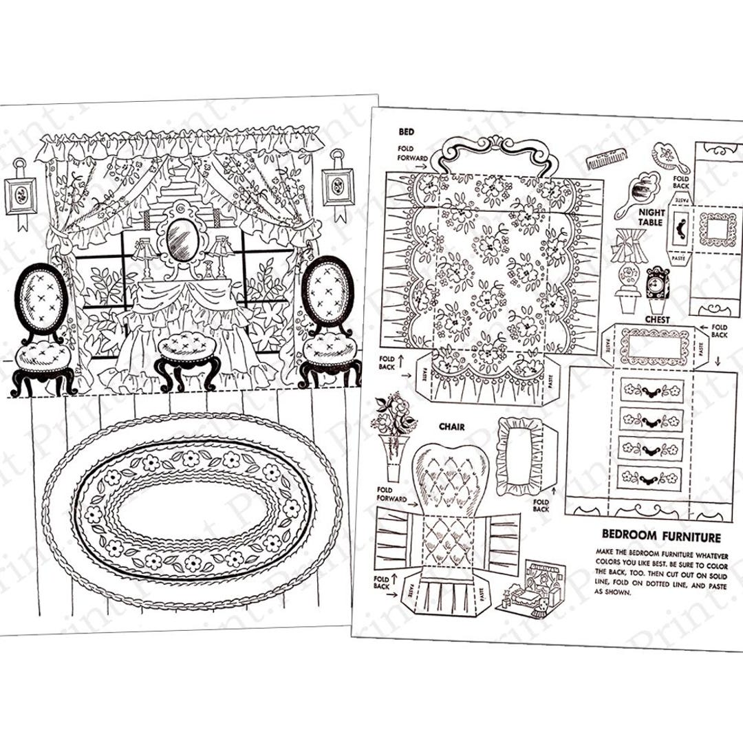 Paper Doll House Bed Room & Furniture Printable Digital Download Image ...