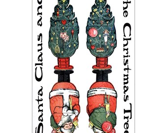 Vintage Christmas Printable Tree & Santa Tags Paper Ornament Digital Download