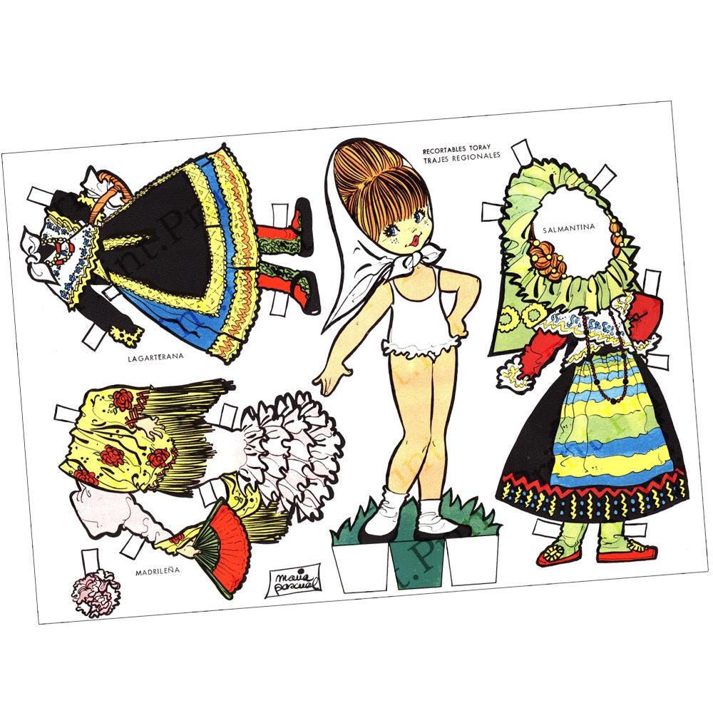 Paper Doll Vintage Spanish Printable Girl Digital Download #350 - Etsy