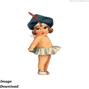 Antique Paper Doll Image Printable Digital Download Valentine Cherub Kewpie Item #903