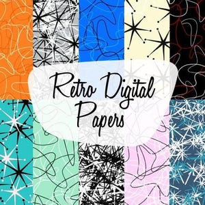 Retro Digital Paper Boomerang Atomic Star Download Printable #203 image 2