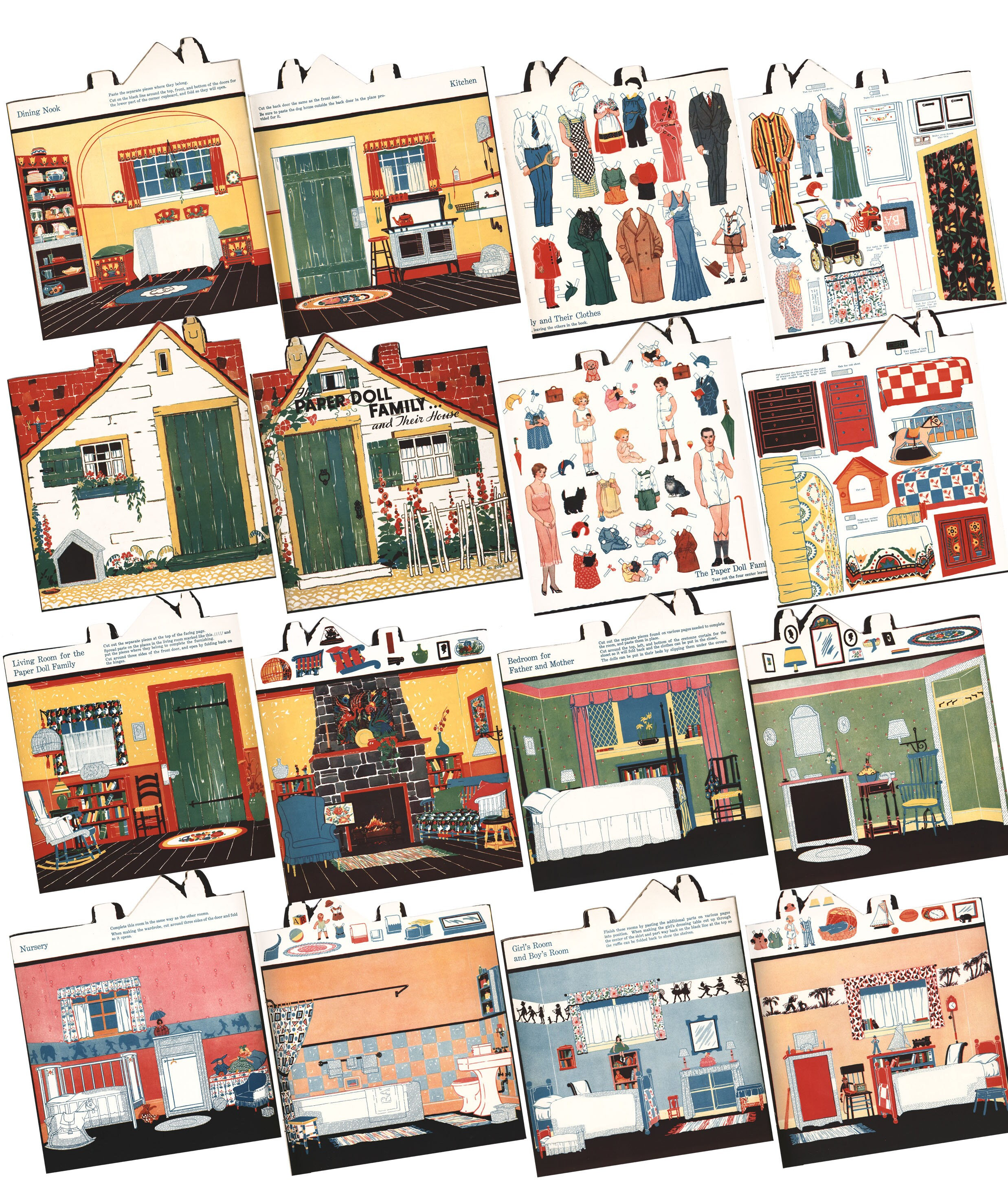 Paper Dollhouse Printable 16 Pages Doll House Family Kids Toy