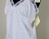 New Old Stock White Jacquard Camisole size 36 Rayon Blend Lace Trim Rayon Blend New with Tags Floral Roses