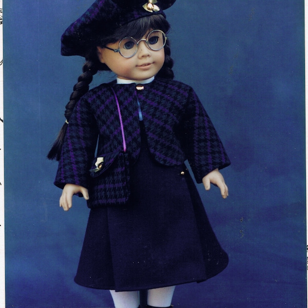 Doll Clothes Sewing Pattern 1940's Fall Ensemble American Girl Doll Jumper Blouse Jacket Beret Purse Uncut Fancy Frocks