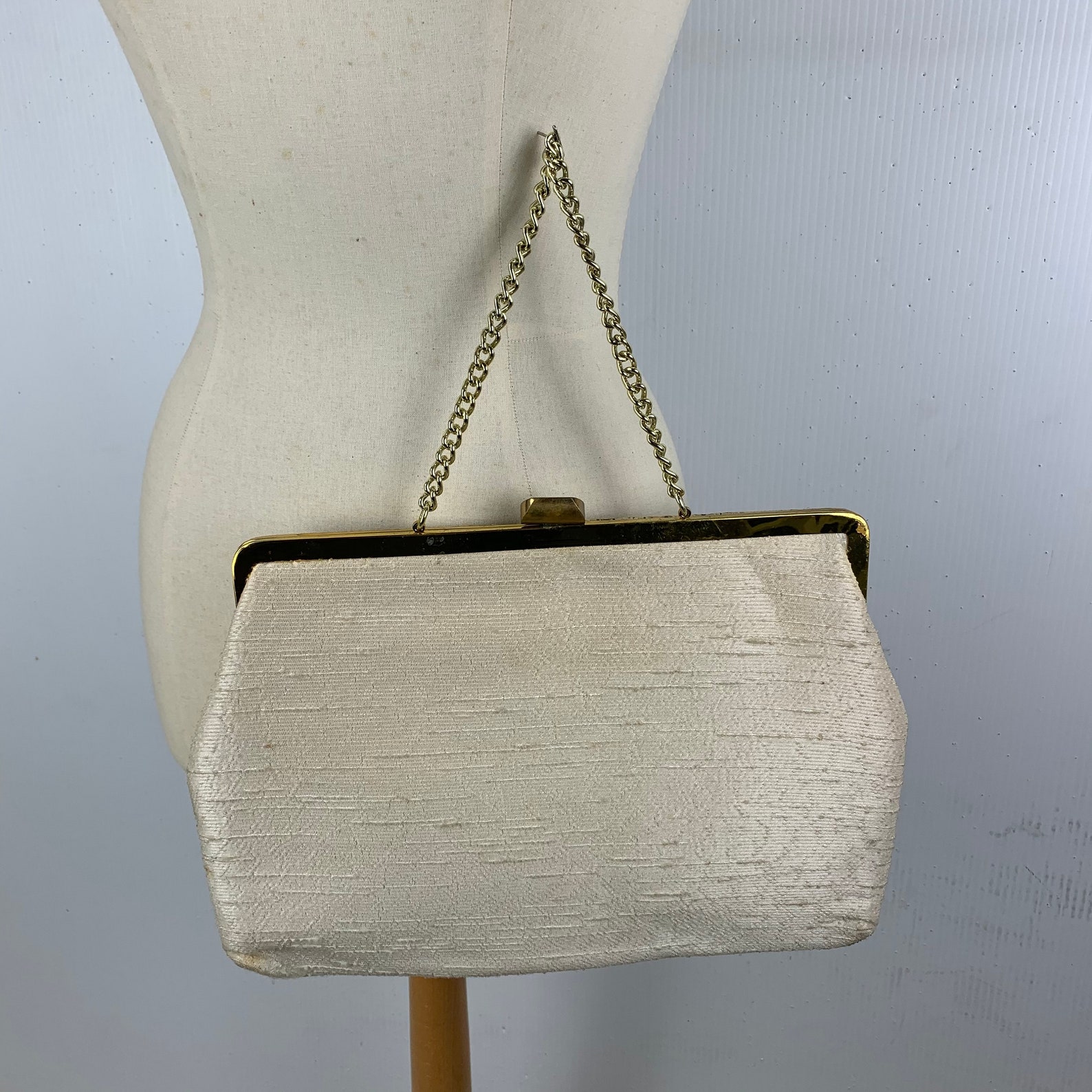 1960s Faye Mell Designs Large Raw White Silk Purse Gold - Etsy