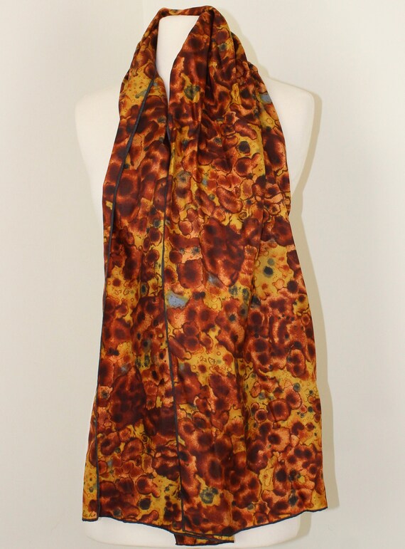 ECCO Long Silk Scarf Gold Brown Yellow 15 ECCO Long Silk Scarf Gold Brown Yellow 15