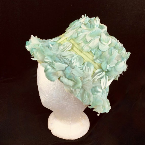 Vintage 1960s Silk Flower Bucket Hat Church Lady … - image 5