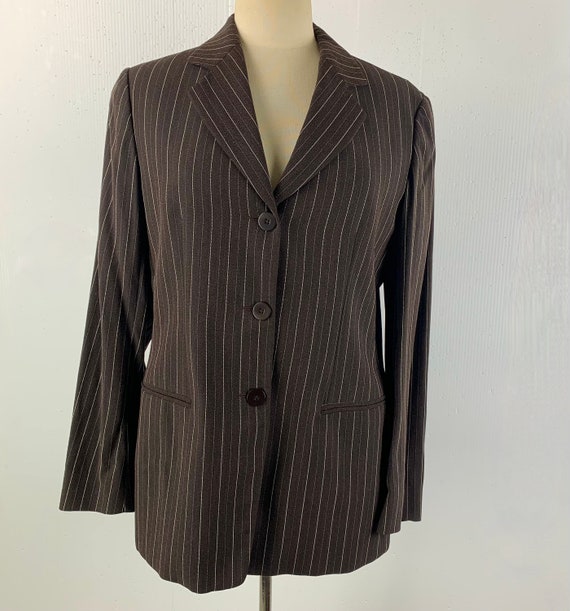 Early 1990s Giorgio Armani Le Collezioni Pin Striped Brown Wool  