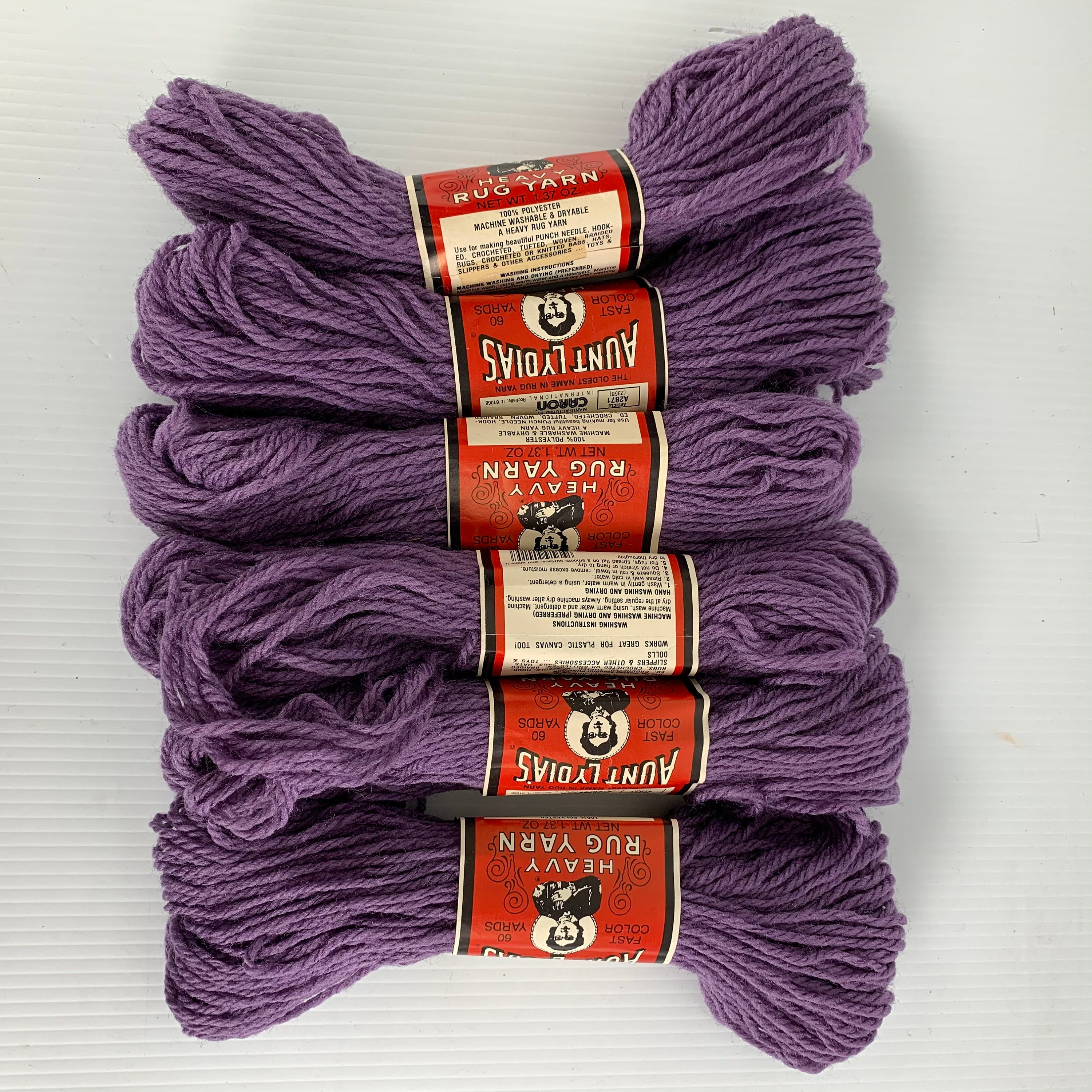 Vintage Aunt Lydia's Rug Yarn 6 Purple Skeins 0015 Etsy