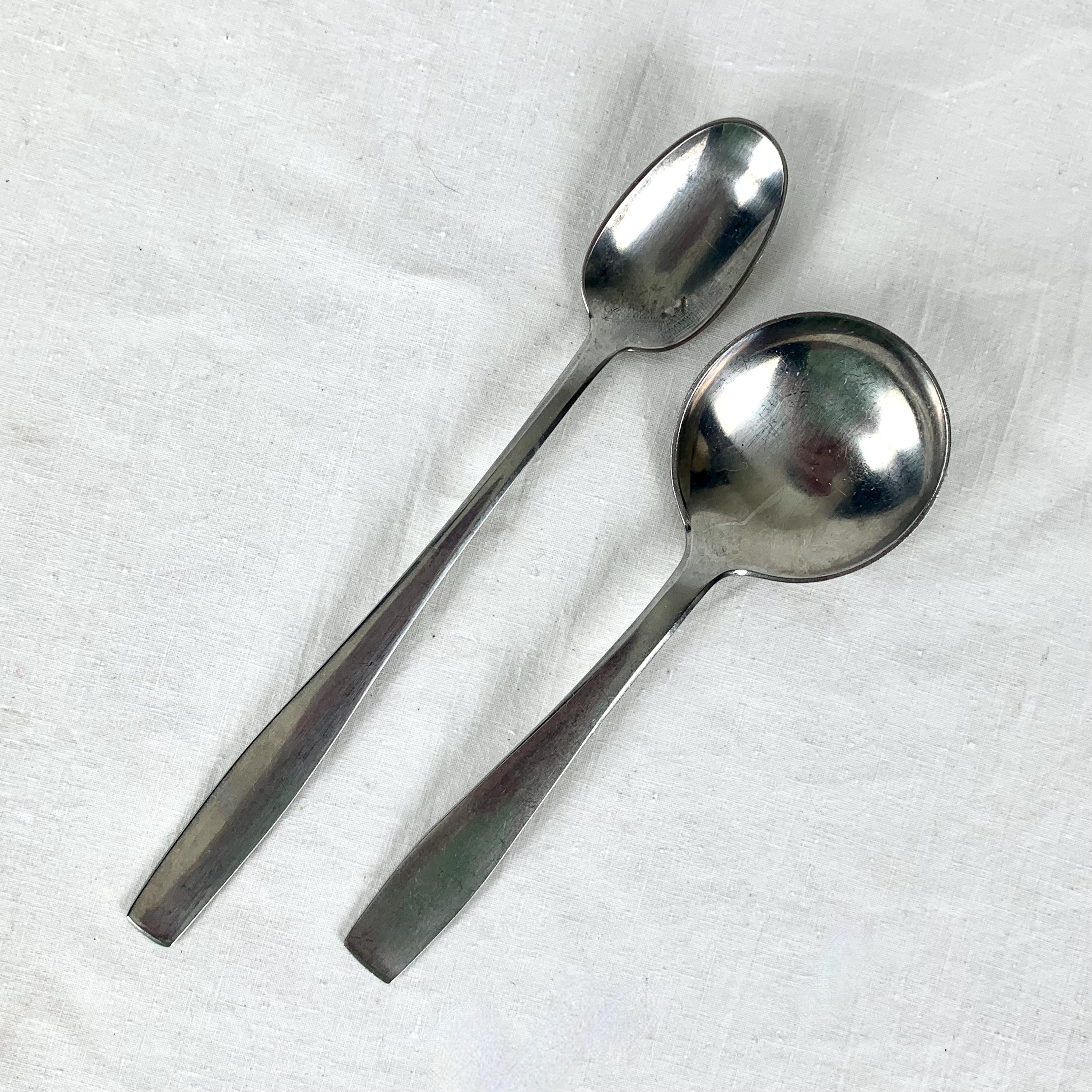 2 Pieces Georg Jensen Plata Round Soup Spoon and Ice Tea Spoon