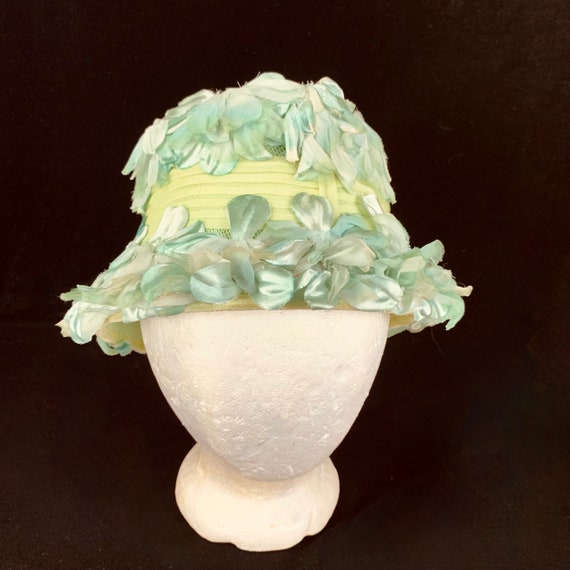 Vintage 1960s Silk Flower Bucket Hat Church Lady … - image 9