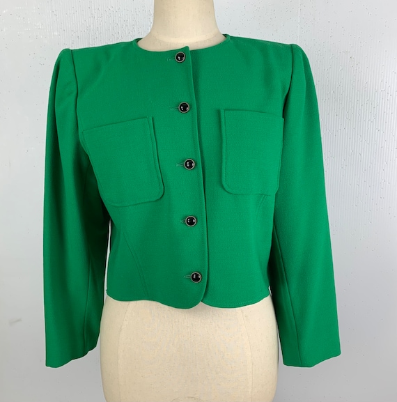 1980s Vintage Emanuel Ungaro Jacket 42/8 Kelly Gre