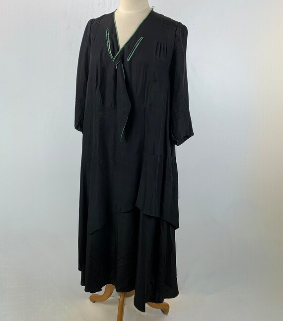 Antique 1920-30s Womens Flapper Dress XL Black Si… - image 1