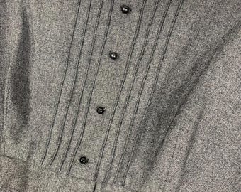 Fabulous 1960s Juniorite Lightweight Gray Wool Jumper Mini Dress XS-S Tucks MOD Preppy School Girl Excellent Condition