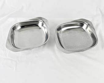 Ensemble de 2 bols carrés en acier inoxydable Gense Suède vintage de 2 plats de préparation de repas du milieu du siècle