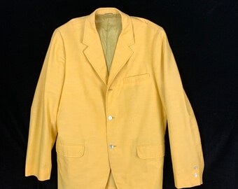 Vintage 1960s Sears Yellow Mens Sport Coat sz 41 Jacket Peacock Revolution MOD 3 Buttons Very Good Condition
