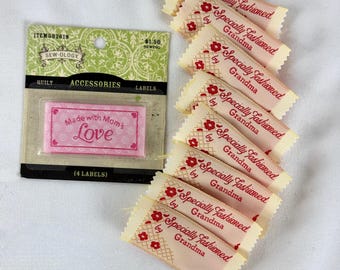 8 étiquettes confectionnées spécialement par grand-mère et 4 étiquettes faites avec les mamans adorent