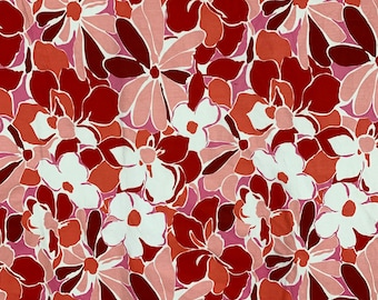 Fabulous New Red Floral Cotton Fabric 4.33 yds Apparel Home Decor Quilting Material