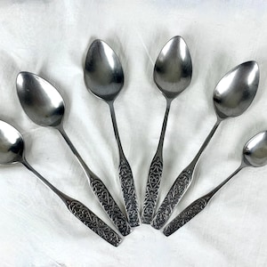 Flawed Vintage National Stainless Steel Valinda Made in Korea 5 Tablespoons 1 Teaspoon Mid Century Modern Flatware