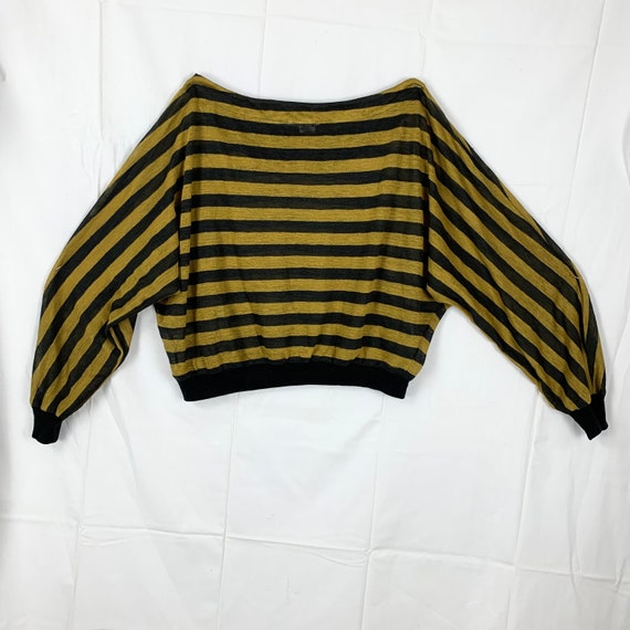 1980s French Style Beatnik Silk Knit Top M/L Gold… - image 4