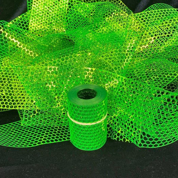 Bright Green Punchinella Sequin Mesh 10 yds 3.5in Wide Metalic Christmas Crafts 30 feet Rolls Many Available