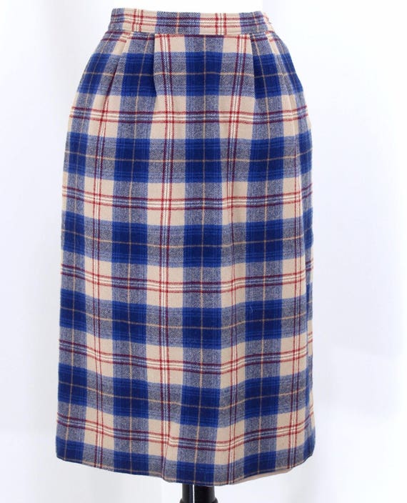 Vintage Sm Pendleton Wool Straight Skirt Plaid Si… - image 1