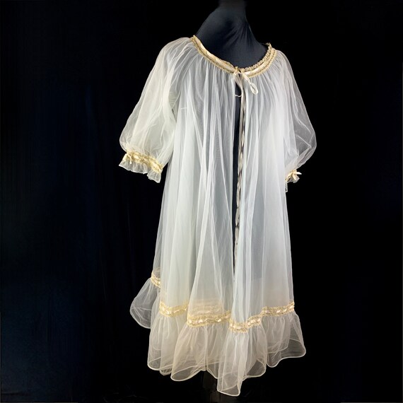 Vintage 1960s Vanity Fair Short Robe S/M Light Bl… - image 7