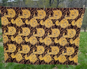 Tissu africain bio, 1 5/6 yds gerbes de blé dorées et brunes en coton à courtepointe