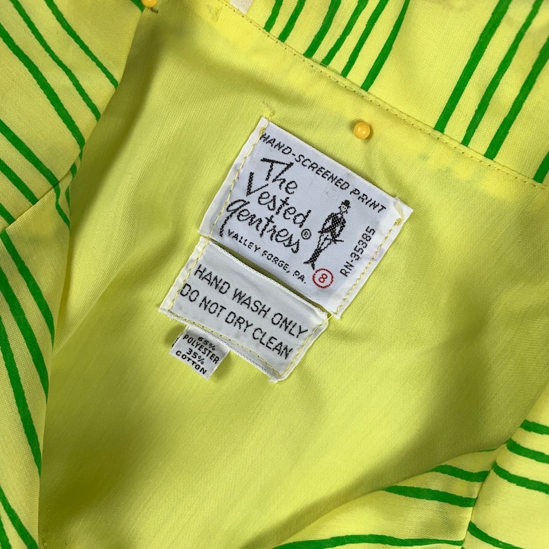 Vintage 1960s the Vested Gentress Shift Dress Size 8 Yellow Green Grass ...