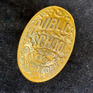 Antique Public School City of New York Brass Door Knob Oval