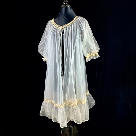 Vintage 1960s Vanity Fair Short Robe S/M Light Bl… - image 10