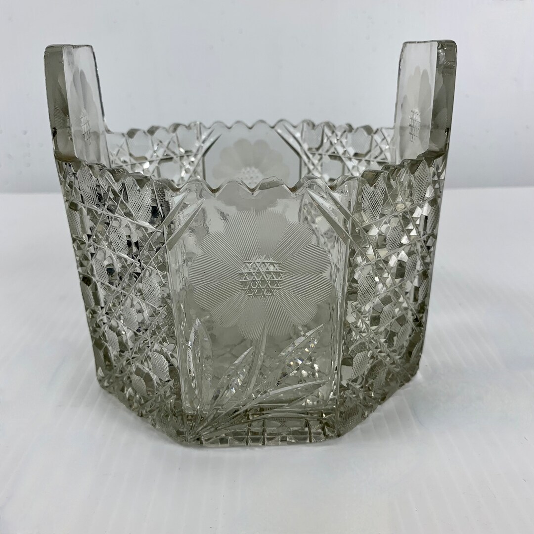 Antique Mckee EAPG Innovation Ice Bucket Vase Cut Glass and Etched