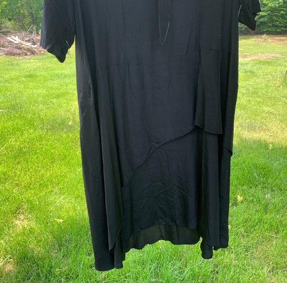 Antique 1920-30s Womens Flapper Dress XL Black Si… - image 5