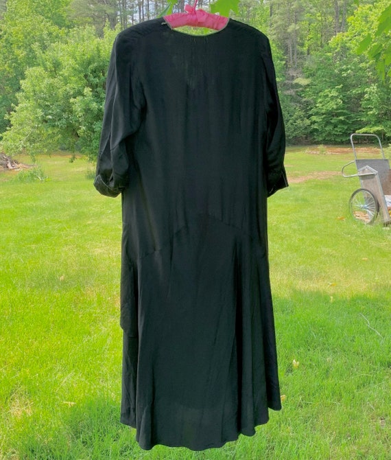 Antique 1920-30s Womens Flapper Dress XL Black Si… - image 9