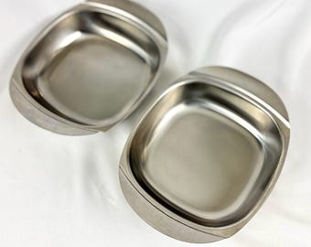 2 assiettes/bols vintage Cultura Sweden des années 1960, en acier inoxydable, 18/8, pour la préparation des repas, compatibles lave-vaisselle, style moderne du milieu du siècle.