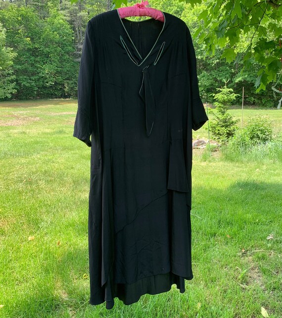 Antique 1920-30s Womens Flapper Dress XL Black Si… - image 3