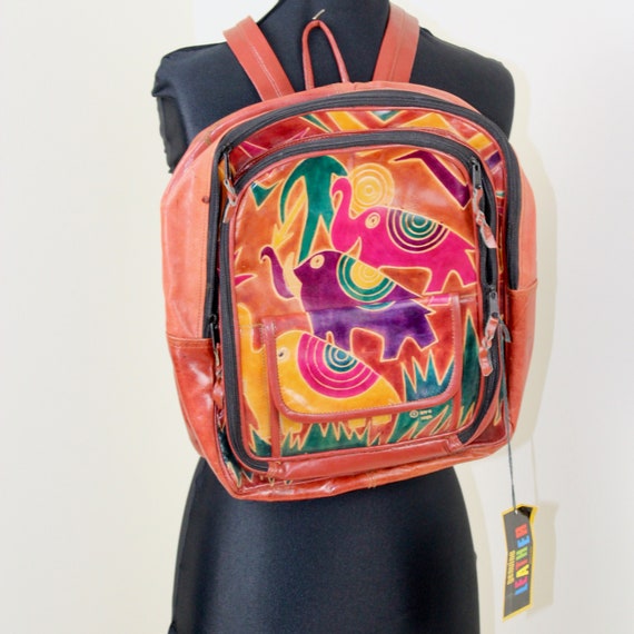 New with Tags Vintage 1996 Tooled Leather Backpack