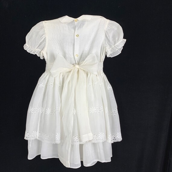 Vintage Girls White Dress size 5-6 Organza Eyelet… - image 9