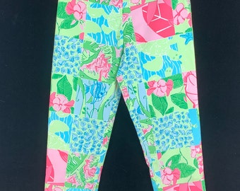Vintage 1990s Lilly Pulitzer Girls size 14 Cotton Pants Patchwork Fabric Fully Lined Excellent Condition Hip Pocket
