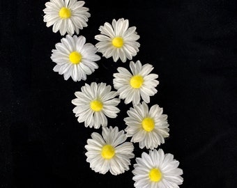 Lot of 8 Vintage Millinery Daisies 1960s Japan Yellow Centers White Double Petals 3 inch Diameter Daisy Excellent Condition