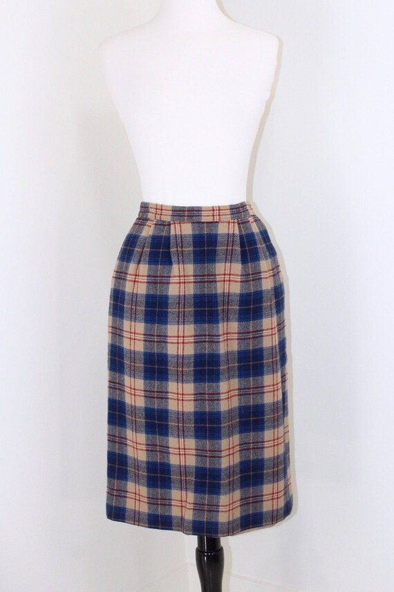 Vintage Sm Pendleton Wool Straight Skirt Plaid Si… - image 2