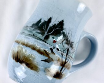 Cartes de voeux Gibson vintage des années 1980 Mug Canards colverts prenant leur envol cadeau de fête des pères de chasseur de canards