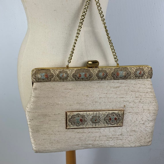 1960s Faye Mell Designs Large Raw White Silk Purse Gold | Etsy