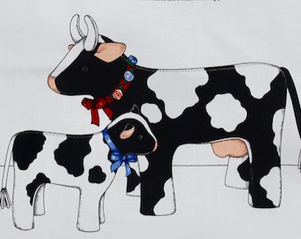Till the Cows Come Home Sewing Printed Panel Sold Sculpture Farmhouse Decor Vermont Dairy Cow and  Calf Ben and Jerry&#39;s